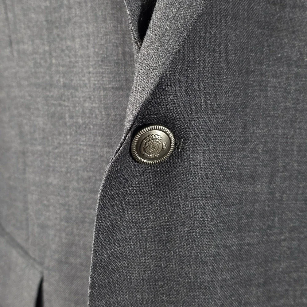 Stafford‎ Essentials Men's Sport Coat Blazer Two Button Gray Poly Wool Blend 48R